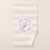 Pink and White Monogrammed Baby Stripes (Serviette à main)