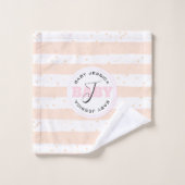 Pink and White Monogrammed Baby Stripes (Gant de toilette)
