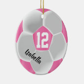 Pink and White ⚽ Soccer Ball Keramisch Ornament (Rechts)