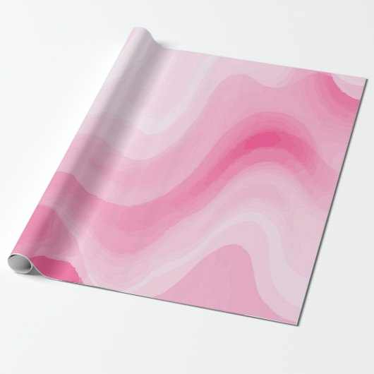 Pink and White Watercolor Swirl Pattern Cadeaupapier (Uitgerold)