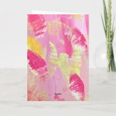 Pink and Yellow Abstract Art Folded Note Card (Dos)