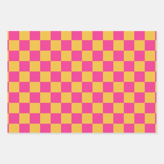 Pink and Yellow Checkerboard Inpakpapier Vel (Voorkant 2)