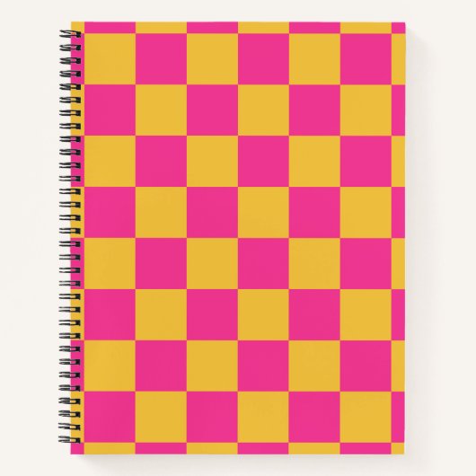 Pink and Yellow Checkerboard Notitieboek (Voorkant)