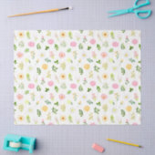 Pink and Yellow Flowers with Foliage Pattern Tissuepapier (Craft)