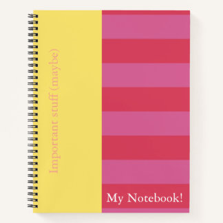 Pink and Yellow striped notebook cover design Notitieboek
