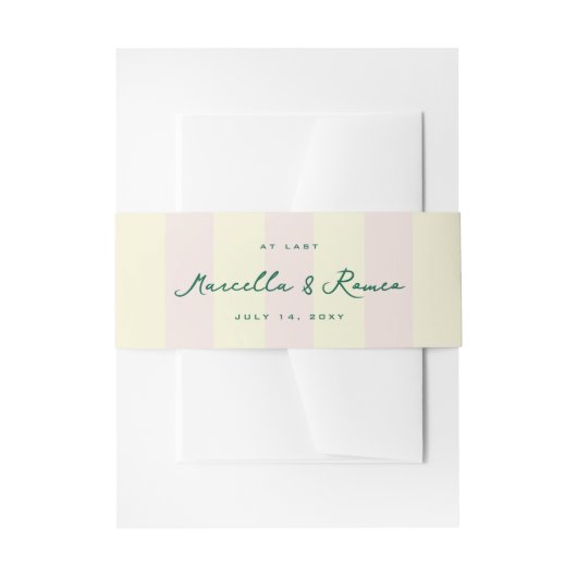 Pink and Yellow Vertical Stripes Names and Date Uitnodigingen Wikkel (Voorkant Voorbeeld)