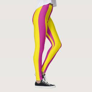 Pink and Yellow Vintage Stripes Leggings by SD