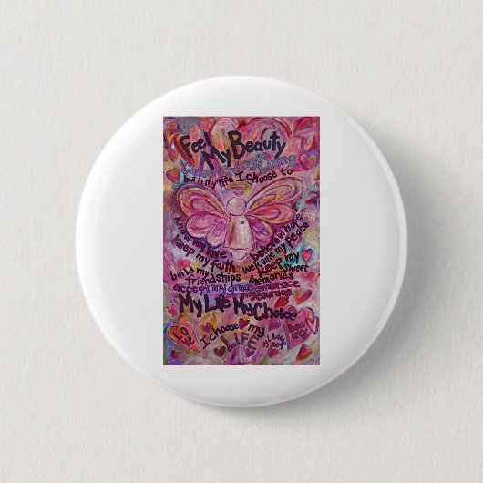 Pink Angel Cancer Poem Art Aangepaste Buttonnen Ronde Button 5,7 Cm (Voorkant)