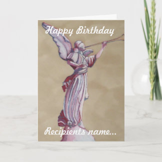 Pink Angel gepersonaliseerde Happy Birthday Art Ka Kaart