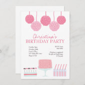 Pink Anniversaire Candy Dessert Table Invitation (Devant / Derrière)