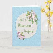 Pink Apple Blossom Moederdag Welsh Groet Kaart (Gele Bloem)