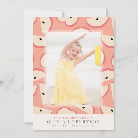 Pink Apple Girl Photo Graduation Faire-part (Devant)