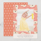 Pink Apple Girl Photo Graduation Faire-part (Devant / Derrière)