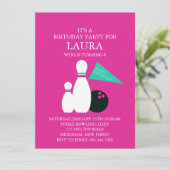 Pink & Aqua Bowling Party Anniversaire Invitation (Debout devant)