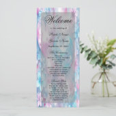 Pink Aqua Coeurs et Fleurs Programme de mariage (Debout devant)