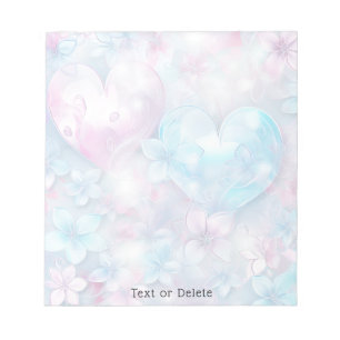 Pink Aqua Hearts and Flowers Notitieblok