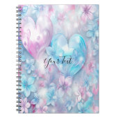 Pink Aqua Hearts and Flowers Notitieboek (Voorkant)