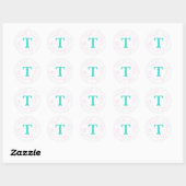 Pink, Aqua Monogram T Sticker Merci 4 (Feuille)