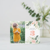 Pink aquarelle florale photo invitation anniversai (Debout devant)