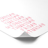 Pink aquarelle jours de la semaine affiche éducati (Coin)
