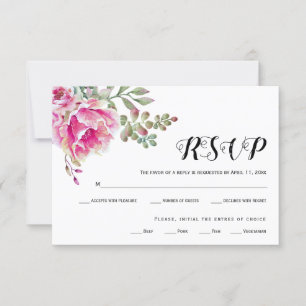 Pink aquarelle typographie mariage carte RSVP