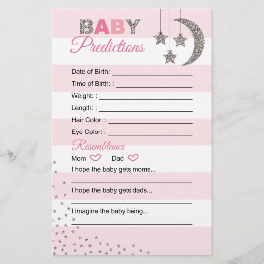 Pink argent bébé prédiction carte d'activité douch (Devant)