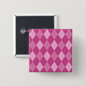 Pink Argyll Vierkante Button 5,1 Cm (Voorkant /achterkant)