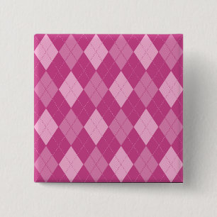 Pink Argyll Vierkante Button 5,1 Cm