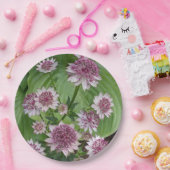 Pink Astrantia Blooms Floral Papieren Bordje (Feest)