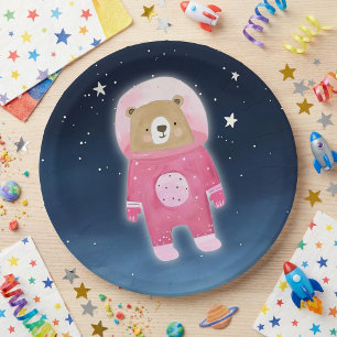 Pink Astronaut Beer Space Baby shower Papieren Bordje