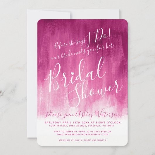 Pink avant de faire des invitations de douche nupt (Devant)