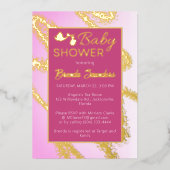 Pink avec Baby shower Gold Foil Invitation (Recto)