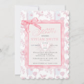 Pink avec bow Chinoiserie Baby shower invitation (Devant)