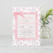 Pink avec bow Chinoiserie Baby shower invitation (Debout devant)