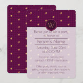 Pink avec Gold Accent Houndstooth Party Invitation (Devant / Derrière)