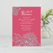 Pink avec Lacy Floral Bridal Shower Invitation (Debout devant)