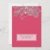 Pink avec Lacy Floral Bridal Shower Invitation (Dos)