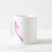 Pink Awareness Ribbon Papillon de café Mug (Devant gauche)
