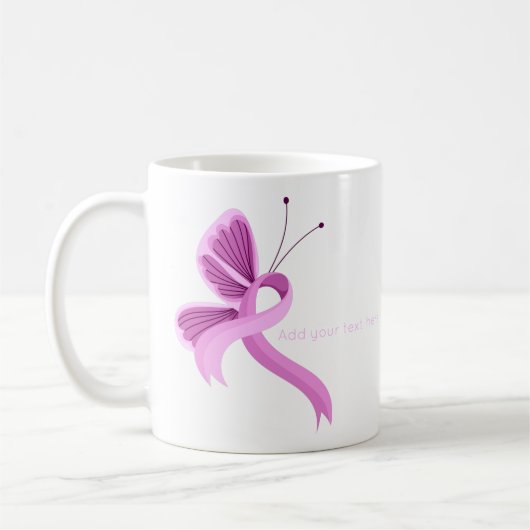 Pink Awareness Ribbon Papillon de café Mug (Gauche)