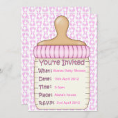 Pink Baby bouteille de douche invitation (Devant / Derrière)