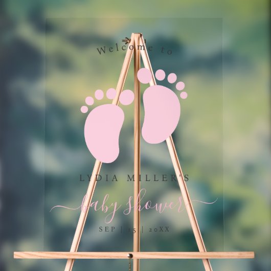 Pink Baby Feet Baby Shower Party, Girl Baby Shower Acryl Bord (Neutraal)