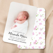 Pink Baby Girl Floral Photo Faire-part de naissanc