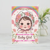 Pink Baby Girl Shower Invitation Kaart (Staand voorkant)
