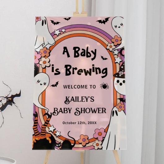 Pink Baby is Brewing Halloween Baby Shower Welcome