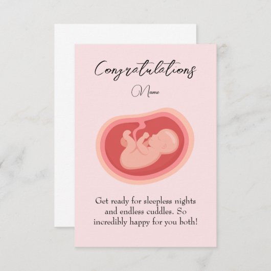 Pink Baby On The Way Carte Félicitations (Devant / Derrière)