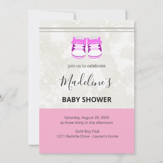 Pink Baby Shower Invitation – Custom Baby Girl (Devant)