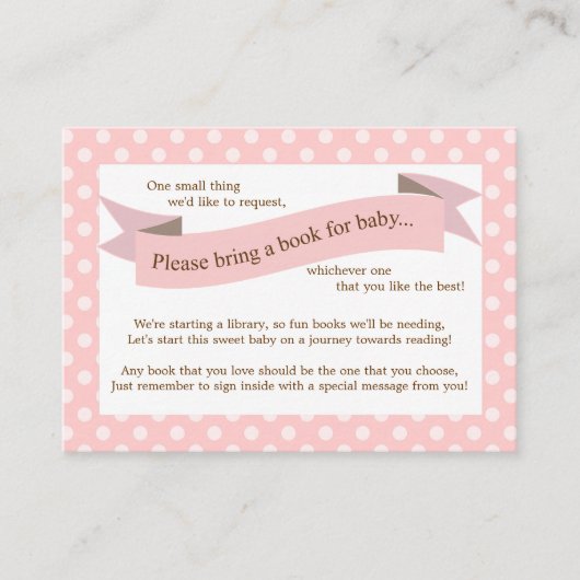 Pink Baby shower Livre Insérer carte de demande po (Devant)