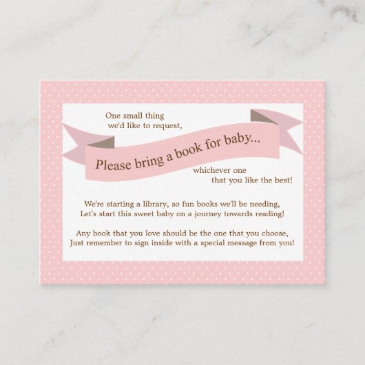 Pink Baby shower Livre Insérer carte de demande po (Devant)