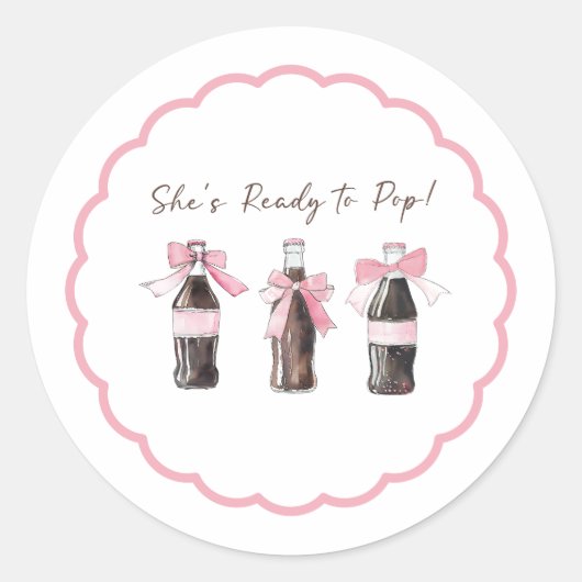 Pink Baby Soda Ready to POP Round Sticker (Voorkant)