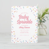 Pink Baby Sprinkle Rainbow Sprinkles Invitation (Debout devant)